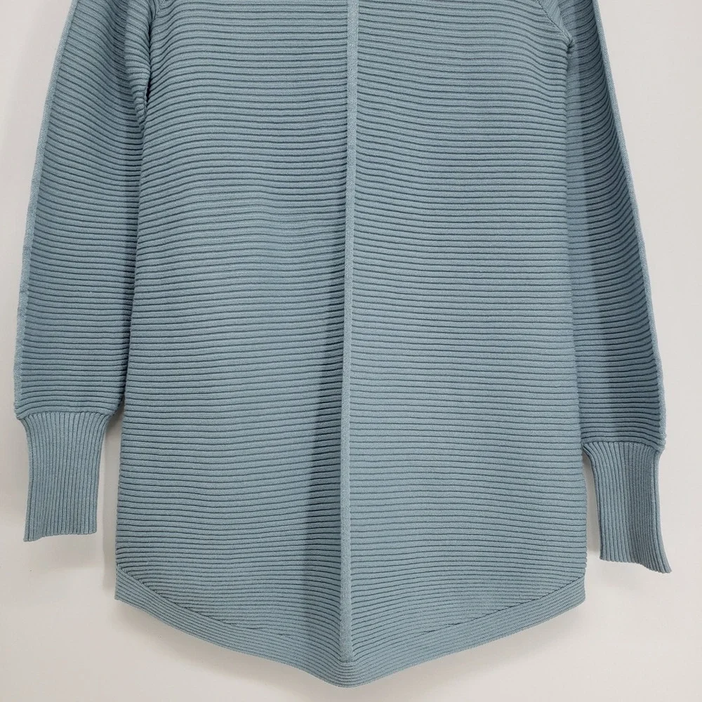 Evolution by Cyrus Ribbed Cowl Neck Tunic Sweater Womens Small Blue Pullover